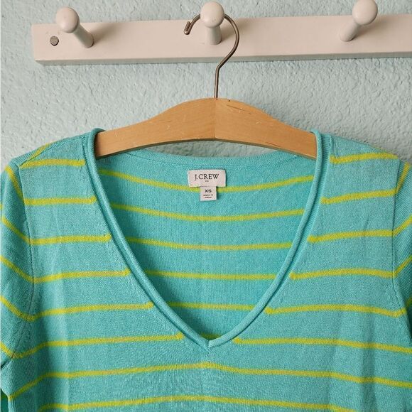 J crew re-imagen linen blend v neck short sleeve blouse - Picture 3 of 8